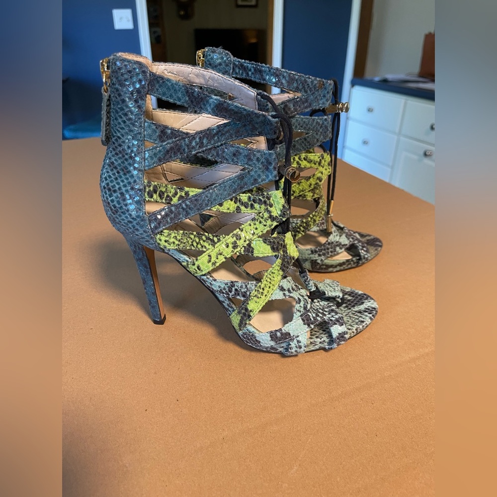 Womens Aldo Reptile Cage Heels Sandal sz 7